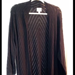 St John’s Bay Long Chevron Pointelle Open Cardigan